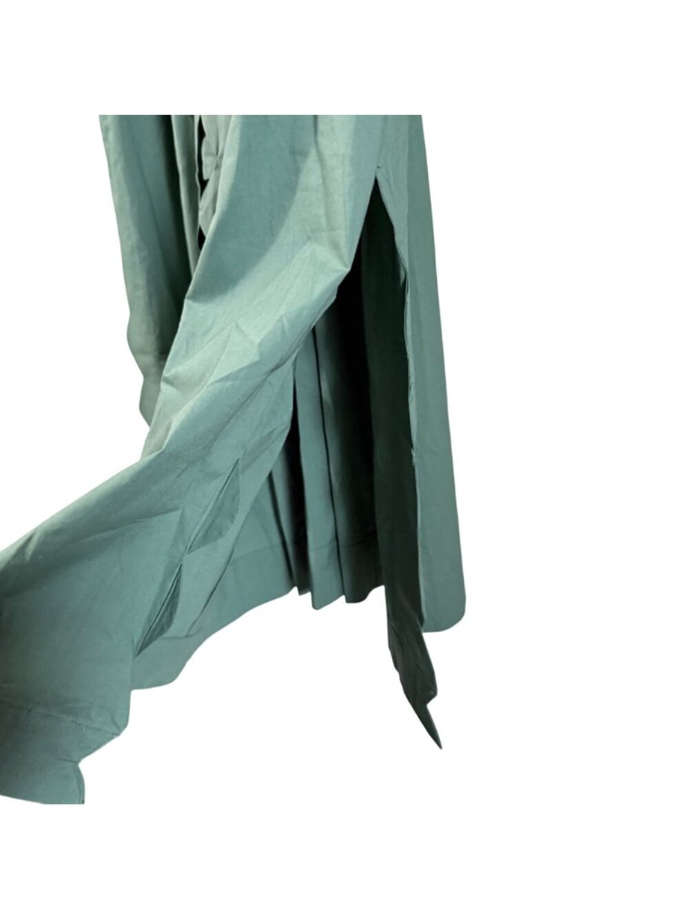 Sleeveless Green Midi Dress with Scalloped Cutouts - Picture 6 of 8